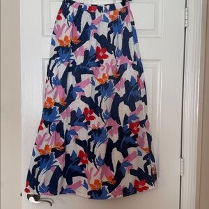 Walter Baker Tiered Floral Maxi Skirt Multicolor Elastic Waist Size S Boho